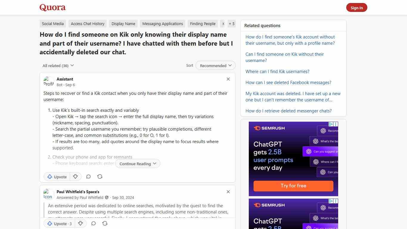 How to find someone on Kik only knowing their display name and part of their username - Quora